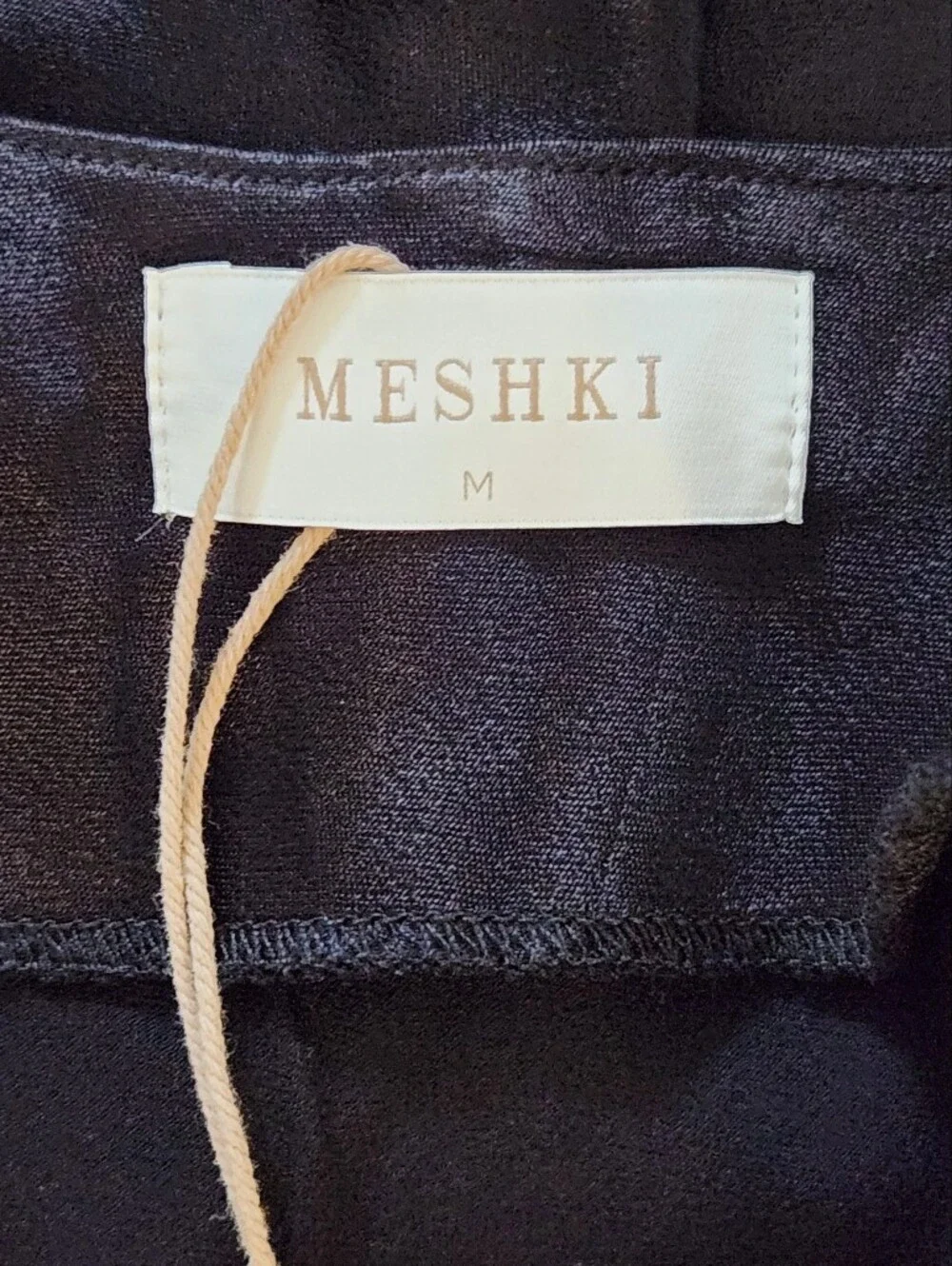 Meshki Valentina Black Satin Slip Chemise Mini Dress